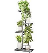 LINZINAR Plant Stand Indoor Outdoor Corner 4 Tier Metal Plant Shelf Patio Plant Rack for Garden C...