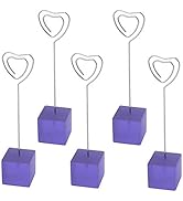 Xiaoyztan Purple Resin Cube Base Heart Shape Card Stand Holder Memo Clip Stand Holder Pack of 5