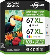 LLAOLLAO 67XL Remaunfactured Ink Cartridge Replacement for HP Ink 67 67XL Combo Pack for DeskJet ...