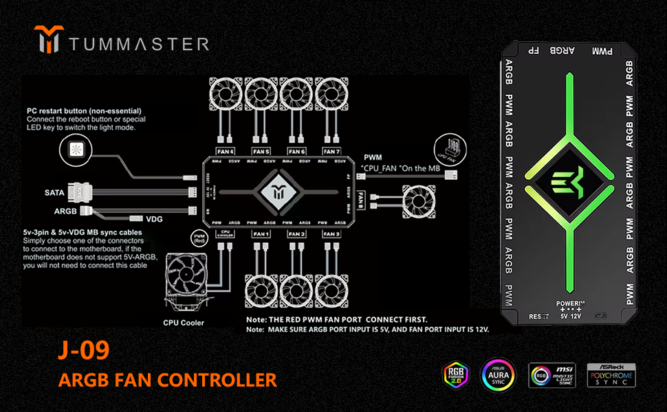 J-09(Black) ARGB Fan Controller