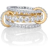 PAVOI 14K Gold Plated Interlocking Ring for Women - Chunky Connected Bands Interlock Stackable Ri...