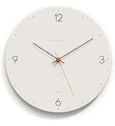 mooas Flatwood Wall Clock,12" Non-Ticking Sweep Movement Decorative Battery Operated Wall Clock f...