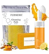 Turmeric Wash and Care Three Piece Set, Turmeric Trio: Facial Wash, Cleansing Mousse & Soap for S...