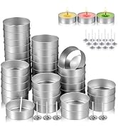 TEHAUX 100pcs Aluminum Tea Lights Cups, Empty Case Candle Wax Containers with 100pcs Candle Wicks...