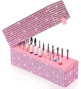 Nail Drill Bits Holder Box: 30 Holes Rhinestone Drill bit Holder Nail tech for Nail Drill bits St...