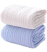 MUKIN Baby Bath Towels, Super Soft Cotton Receiving Blanket for Baby's Delicate Skin,2Pack Swaddl...