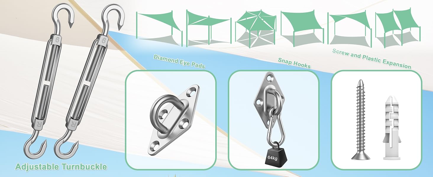 Experience unmatched reliability with BUDONI's Shade Sail Hardware Kit