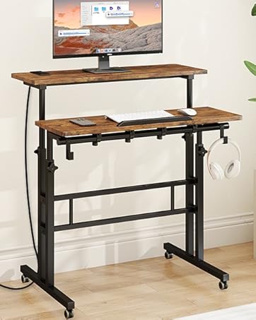 Portable Desk for Walking Pad, Adjustable Computer Workstation with Wheels