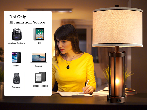 Table lamp with USB ports