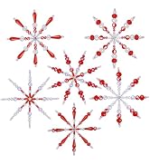 Naler 6 Pack Beaded Snowflake Ornament Kit for DIY Making Christmas Tree Ornaments, Red, Includes...