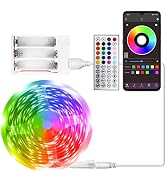 RUISHINE Battery Powered LED Strip Lights 13.2ft, LED Lights Battery Operated Color Changing Musi...