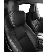 TPARTS Leather Headrest Neck Pillow for Tesla Model Y/X/3/S, Tesla Model 3 Accessories, Tesla Mod...