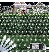 HEYFUNi 192 LED Christmas Net Lights Plug in, 9.8FTx6.6FT White Mesh Lights | Connectable Bush Li...