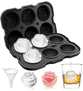 Ice Cube Tray, Mikiwon 2 inch Rose Ice Cube Trays With Covers, 6 Cavity Silicone Rose Ice Ball Ma...