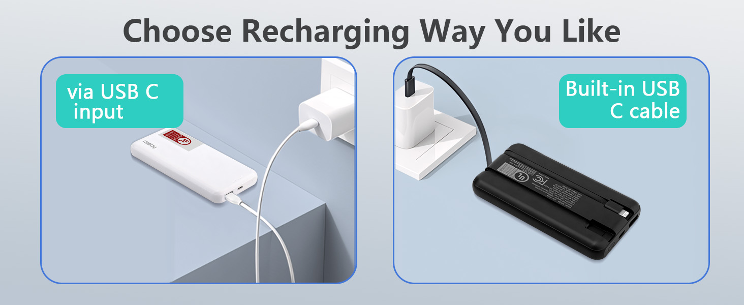 portable charger with built in cable