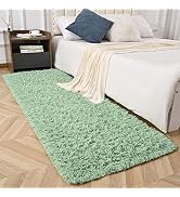 Zedrew Sage Green Runner Area Rugs for Bedroom Living Room, 2x4 Feet Fluffy Bedside Rugs, Soft Sh...