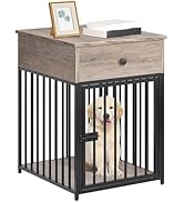 HOOBRO Dog Crate Furniture, Wooden Dog House, Decorative Dog Kennel with Drawer, Indoor Pet Crate...