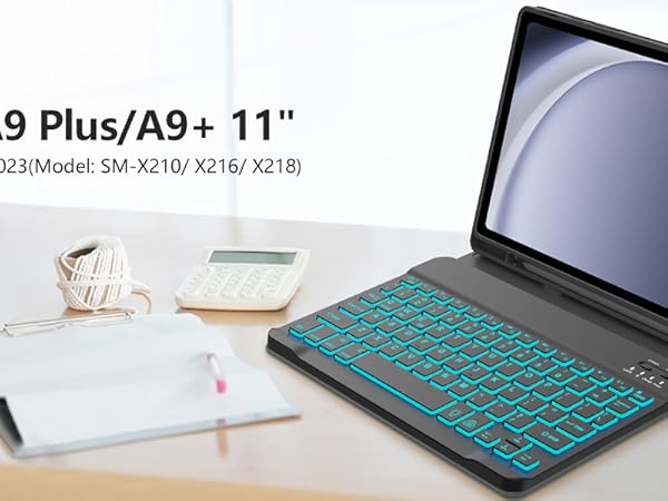galaxy tab a9 plus keyboard,a9 plus tablet case with keyboard,samsung a9+ tab case keyboard 5G 2023