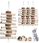 MUYG 4 PCS Rabbit Chew Toys for Teeth Grinding, Delicious Bunny Cage Hanging Chew Toys, Natural S...