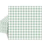 80 Pcs Gingham Napkins, 6.5X6.5 Inch Sage Green Napkins Green and White Plaid Paper Napkin for We...