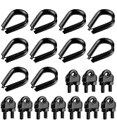 Antrader 1/4" Wire Rope Clamps Clip and 1/4" Stainless Steel Thimble,Black | Stainless Steel Cabl...
