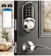 Veise Smart Locks For Front Door, 2 Lever Handles, Fingerprint Keyless Entry, App Control Biometr...