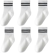 Wamvp Toddler Grip Socks with Non-Slip, Unisex Baby Retro Stripe Seamless Crew Ankle Cotton Socks...