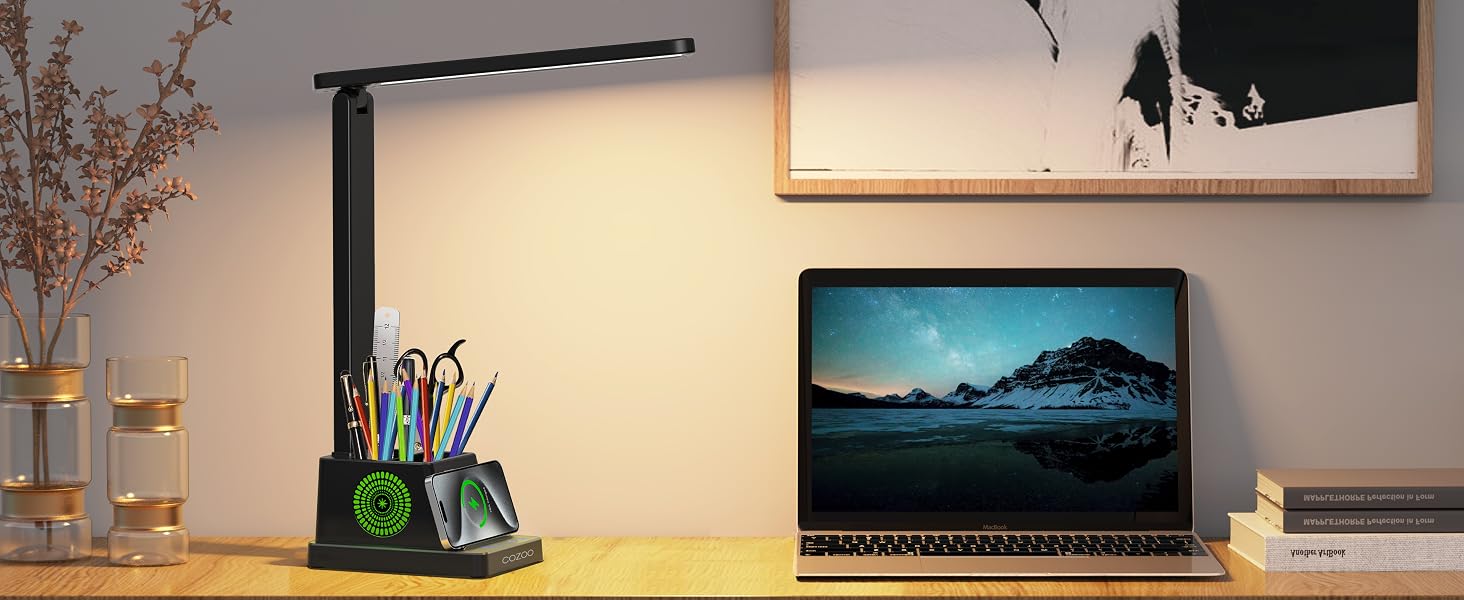 Small Desk Lamp with Pen Phone Holder