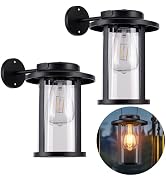 pearlstar Solar Wall Lights Outdoor Lanterns,2 Pack Waterproof Solar Wall Sconce Light LED Edison...