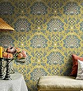 Peel and Stick Wallpaper Vintage Peacock Contact Paper Yellow Removable Self-Adhesive Wallpaper 1...