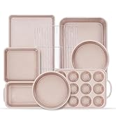Vinino 8-Piece Baking Pans Set Nonstick, Bakeware Set includes Silicone Muffin, Loaf, Cake Pans w...