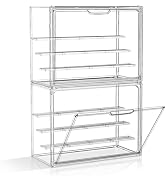 Acrylic Display Case for Collectibles 2 Pack 4 Layer Adjustable Figure Display Cases Large Clear ...