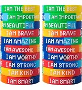 QEERBSIN Inspirational Silicone Wristbands Motivational Quotes Rubber Bracelets Back to School Gi...