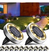 vighep Solar Ground Lights,12 Pack Flat Solar Lights Outdoor Waterproof, Bright LED Solar Disc Li...