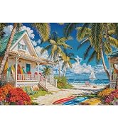 Noceba 500 Piece Puzzles for Adults, Beach Cottage Puzzles for Adults 500 Pieces, Summer Beach Le...