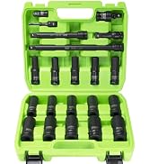SUNHZ MCKP 21PCS 1/2" Drive Deep Impact Socket Set Made of Cr-MO, Metric Socket Set (10mm - 24mm)...