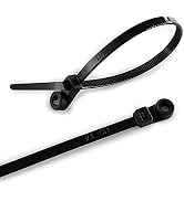 HS Plastic Ties with Screw Holes (100 Pack) 7.5 Inch Mount Head Electrical Zip Ties 50 LBS,UV Black