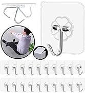 QUALIALL Adhesive Hooks, 20 Packs, 33lbs/15kg Premium Heavy Duty Wall Ceiling Hooks for Hanging, ...