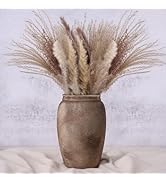 8.1" Ceramic Rustic Vase, Farmhouse Vase for Home Decor, Terracotta Decorative Vase and Vintage v...