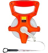 Harrier Hardware Reel Tape Measure, 55 Yards (165-Feet), Orange, SAE & Metric Sides