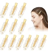 KesaPlan 12PCS No Bend Hair Clips, Gold Glitter No Crease Hair Clips for Styling, Creaseless Flat...