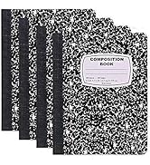 Emraw Black & White Marble Style Cover Composition Book with 100 Sheets of Wide Ruled White Paper...