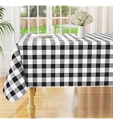 misaya Rectangle Waterproof Vinyl Table Cloth, Buffalo Flannel Backed Tablecloth, Wipeable Plasti...