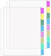 HABGP 16Pcs/2 Set Clear Sheet Protectors for 3 Ring Binder Letter Size, 8 Tab Plastic Dividers Wi...