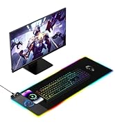 TopMade RGB Gaming Mouse Pad, 15W Wireless Charging Mousepad with 13 Light Modes, Ultra-Smooth Su...
