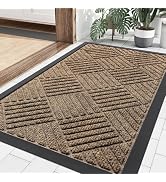 Smiry Front Door Mat Outside Entrance, Heavy Duty Outdoor Indoor Mat, Natural Rubber Doormat, Non...
