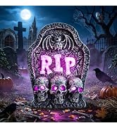 Halloween Animated RIP Tombstone Decoration, Shaking Cemetery Tombstone with Spooky Sound Effect,...