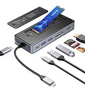 ORICO USB-C Hub with M.2 SSD Enclosure, 8-in-1 USB C Docking Station Fits M.2 NVMe/SATA SSD, 10Gb...