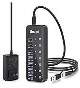 Powered USB Hub, ikuai 7-Port USB 3.2/USB C Hub Splitter, with 3X 10Gbps Ports (2 USB-C + 1 USB-A...