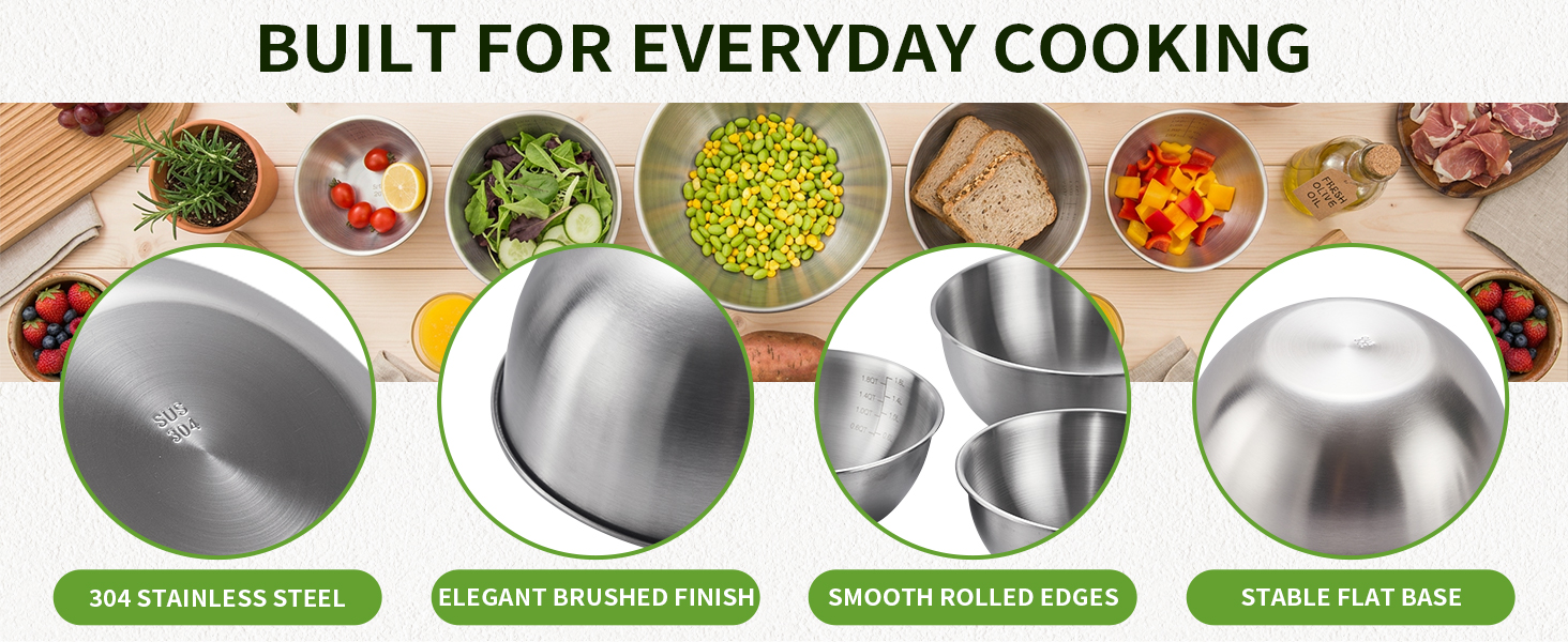 18/8 stainless steel mixing bowls